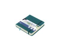Carnet de croquis Kangaro - 12 x 12 cm - Couverture rigide - En polyuréthane - Turquoise foncé - 80 feuilles - 140 g - Papier crème - Avec élastique et bande