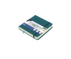 Carnet de croquis Kangaro - 12 x 12 cm - Couverture rigide - En polyuréthane - Turquoise foncé - 80 feuilles - 140 g - Papier crème - Avec élastique et bande