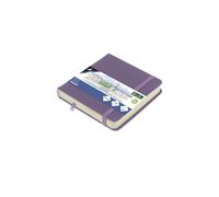 Carnet de croquis Kangaro - 12 x 12 cm - Couverture rigide - En polyuréthane - Violet chiné - 80 feuilles - 140 g - Papier crème - Avec élastique et ruban
