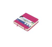 Carnet de croquis Kangaro 12 x 12 cm Couverture rigide en PU Rose vif 80 feuilles 140 g Papier crème avec élastique et bande élastique