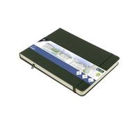 Carnet de croquis Kangaro A5 - Couverture rigide - En polyuréthane - Vert - 80 feuilles - 140 g - Papier crème - Avec élastique et bande élastique