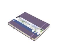 Carnet de croquis Kangaro A5 - Couverture rigide en polyuréthane - Violet chiné - 80 feuilles - 140 g - Papier crème - Avec élastique et ruban