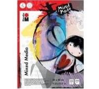 Marabu 1612000000074 Bloc de coloriage Mixte 300 g/m² 20 Feuilles Blanc Naturel 24 x 32 cm Papier à Grain Fin Mat sans Acide pour Aquarelle et Peinture Acrylique