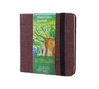 Carnet de croquis pour aquarelle, carré, 300 g, 25 % coton, 14 x 14 cm, 24 feuilles, 48 pages, grain fin, sans acide, papier aquarelle, bloc de papier aquarelle, idéal pour aquarelle, encre, acrylique