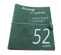 Carnet de défi d'économie de 52 semaines en cuir avec enveloppes en现金Vert