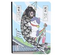 Carnet de dessin à la main avec couverture de peinture à la main, livre d'écriture avec 224 pages pour bureau, école, planning de travail, journal, dos durable, papier fin 14 x (drapeau de poisson)