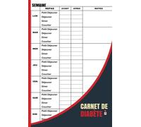 Carnet de Diabète: Carnet de bord diabétique pour suivi de glycémie sur 106 semaines. Carnet de contrôle de la glycémie (2 ans).