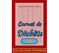 Carnet de Diabète Petit: Journal de Suivi de Glycémie Format Poche | Contrôle Facile du Sucre dans le Sang | A6 (10 × 15 cm), 100 Pages, 1620 Enregistrements