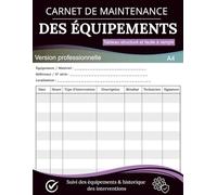 Carnet de Maintenance des Équipements : Registre de Suivi par Équipement avec Historique des Interventions: Journal de Maintenance Préventive et Corrective Professionnel