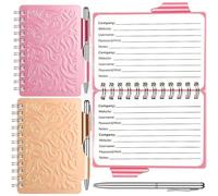 Carnet de mots de passe, 2 pièces, couverture métallique, avec stylo