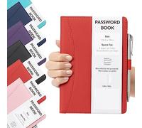 Carnet de mots de passe alphabétique avec onglets A-Z avec couverture rigide pour site Web Internet, adresses, contacts, organiseur de mots de passe avec stylo (rouge)