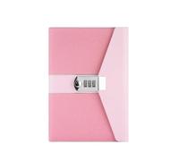 Carnet de mots passe A5 en cuir nacré avec cadenas, carnet notes épais for étudiant créatif pour l'organisation quotidienne personnelle(Pink)