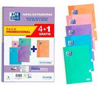 Carnet de notes à spirales Oxford write&erase folio 80h 4x4 w/margin w/stripes w/pastel stitching pack of 4+1