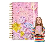 Carnet de notes à spirales - Peinture à l'huile Papillon Planificateurs lignés, carnet de mois et de date pour filles, femmes, adultes, amis