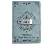 Carnet de notes A5 200 pages avec cadenas, journal voyage, bloc-notes, agenda, carnet rétro, fournitures scolaires et bureau pour l'organisation quotidienne personnelle(Dark green)