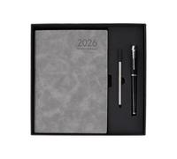 Carnet de notes A5 2026 - Agenda quotidien pour le travail, l'école avec gestion des tâches, journal de notes pour fitness, voyage, université, affaires, couverture en cuir synthétique, reliure