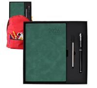 Carnet de notes A5 2026 - Agenda quotidien pour le travail, l'école avec gestion des tâches, journal de notes pour fitness, voyage, université, affaires, couverture en cuir synthétique, reliure