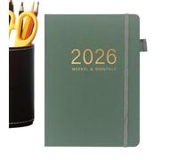 Carnet de notes A5 à couverture rigide avec calendrier | Journal quotidien 2026 144 feuilles pour écriture quotidienne, carnet de notes, calendrier, travail, école, étude