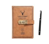 Carnet de notes A5 avec mot passe et verrouillable, 360 pages, bloc-notes, agenda, fournitures scolaires bureau pour l'organisation quotidienne personnelle(Brown)