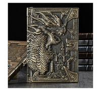 Carnet de notes A5 en cuir PU épais et rétro avec dragon tridimensionnel 3D, bloc-notes relief, fournitures bureau pour l'organisation quotidienne personnelle(Antique Brass A)