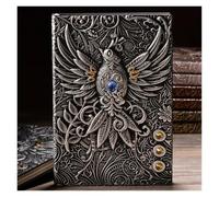 Carnet de notes A5 en cuir PU épais et rétro avec dragon tridimensionnel 3D, bloc-notes relief, fournitures bureau pour l'organisation quotidienne personnelle(Silver C)