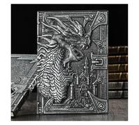 Carnet de notes A5 en cuir PU épais et rétro avec dragon tridimensionnel 3D, bloc-notes relief, fournitures bureau pour l'organisation quotidienne personnelle(Silver A)