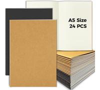 Carnet De Notes A5, Lot De 24 Cahiers A5 Kraft, 60 Pages/30 Feuilles Bloc-Notes Blanc Carnet De Voyage Pour Bureau Agenda L'école L'écriture, Noir Et Brun