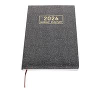 Carnet de Notes Agenda 2026 A5 Noir en Papier PU Hebdomadaire | Couverture Holographique Brillante, Suivi des Objectifs, pour Créatifs et Étudiants, Déplacements Quotidiens