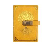 Carnet de notes avec mot passe, carnet rétro A5 cadenas, protection des secrets, 200 pages, journal voyage for étudiant pour l'organisation quotidienne personnelle(Style2-Yellow)