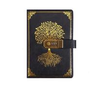 Carnet de notes avec mot passe, carnet rétro A5 cadenas, protection des secrets, 200 pages, journal voyage for étudiant pour l'organisation quotidienne personnelle(Style2-Black)