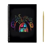 Carnet de notes coloré en papier à gratter - 20,3 cm - Livre de coloriage avec bois - Carnet de papier épais avec revêtement noir - Pour activités artistiques pour