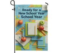 Carnet de notes de jardin, drapeau éducatif coloré à fruits pour retour au campus - Bleu - Double face en toile de jute - Drapeaux décoratifs pour extérieur, pelouse, porche, terrasse, entrée - 30,5 x