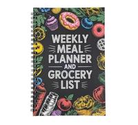 Carnet de notes de planificateur de repas | Organisateur de calendrier relié à de 100 pages | Carnet de planification de cuisine, journal de préparation des repas avec listes de courses | Pour