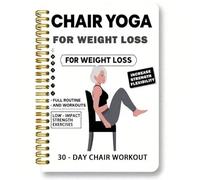 Carnet de notes de planification de fitness sur chaise de yoga 30 jours avec exercices illustrés faciles pour les personnes âgées et les personnes âgées