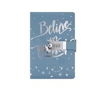 Carnet de notes en cuir A5 avec serrure à combinaison, agenda voyage, personnel, bloc-notes pour l'organisation quotidienne personnelle(Blue)