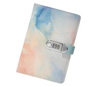 Carnet de notes en cuir avec serrure à combinaison - Planificateur de mot de passe verrouillable - Avec porte-stylo - 14,7 x 20,3 cm - Écriture créative des ordinateurs portables - Mot de passe