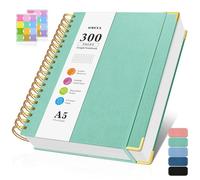Carnet de notes en papier graphique à spirale - Couverture rigide en cuir - 300 pages - 100 g/m² - Petit carnet graphique A5 pour homme et femme - Pour écriture, ingénierie, école, travail