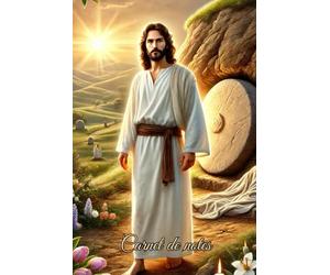 Carnet de notes Jésus Christ Ressuscité: Jésus vivant, sortant du tombeau dans la lumière du matin - Carnet Chrétien avec thème de la résurrection ... Cadeau idéal Noël, anniversaire, Pâques,...