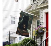 Carnet de notes mystérieux Halloween Chat noir Drapeau de Noël 7,6 x 12,7 cm - Drapeaux de jardin de Noël pour l'extérieur double face, drapeaux de jardin d'automne pour l'extérieur de Noël