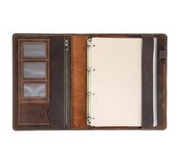 Carnet de notes rétro A4 avec couverture en cuir et classeur à 4 anneaux, porte-papiers, porte-stylos porte-cartes, étui voyage Enveloppe Porte-Documents