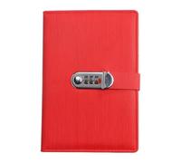 Carnet de notes rétro A5 avec mot passe et verrou, carnet for étudiants, sous-mot pour l'organisation quotidienne personnelle(Red)
