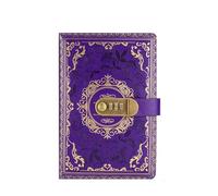Carnet de notes rétro numérique avec mot passe et serrure A5 for hommes femmes, en cuir PU, à combinaison, confidentialité des personnes pour l'organisation quotidienne personnelle(Purple)