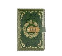 Carnet de notes rétro numérique avec mot passe et serrure A5 for hommes femmes, en cuir PU, à combinaison, confidentialité des personnes pour l'organisation quotidienne personnelle(Green)