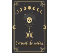 Carnet de notes: Symbole lune et tête de mort - Spiritualité - Géométrie mystique: NOTEBOOK ligné de 100 pages 15,24 x 22,86cm 6 x 9 pouces | Noir or dorée