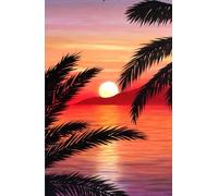 Carnet de Notes Tropical : Coucher de Soleil et Palmiers en Bord de Mer: 128 pages lignées, couverture reliée, rigide, et brillante, design exclusif d’Aline Belliard
