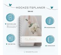 Carnet de planificateur de mariage (compact DIN A5), 240 pages, guide de mariage avec listes de vérification, planificateur budgétaire et de nombreux conseils + accès MasterClass gratuit