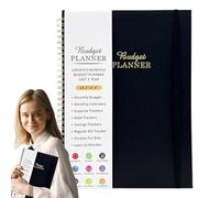 Carnet de planification budgétaire 16K - Organiseur financier avec suivi des dépenses et des factures, livre de compte mensuel pour la gestion de l'argent (146 pages) - Noir