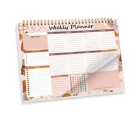 Carnet de planification hebdomadaire, 52 pages, bloc-notes journalier non daté, gestion du temps, idéal pour le bureau, la maison et les études, 18,3 x 24,6 cm (F)