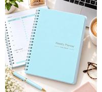 Carnet de planification hebdomadaire, planificateur à spirale non daté de 52 semaines avec suivi des habitudes, objectifs hebdomadaires et liste de choses à faire, organiseur rose pour le travail, les