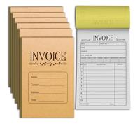 Carnet de reçus autocopiant - Bloc de factures portable en 2 parties, 8,9 x 14 cm pour petites entreprises, 50 ensembles par livre (lot de 6, 300 au total)